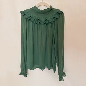 Altard State Green Ruffle Blouse